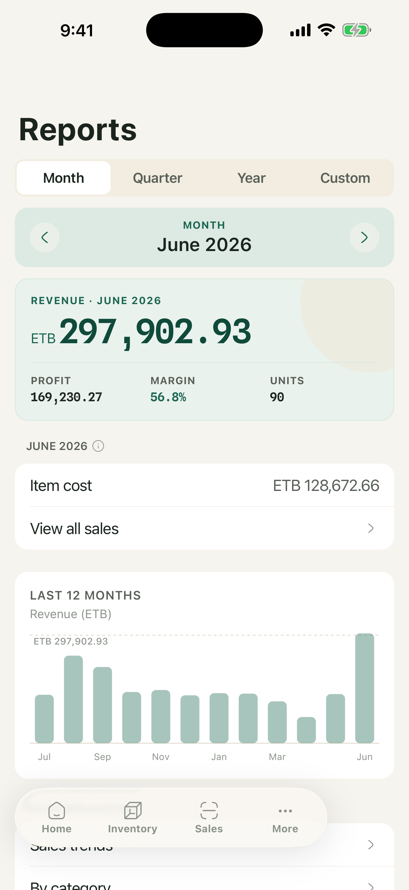 Erefta reports — revenue, margin, and trends